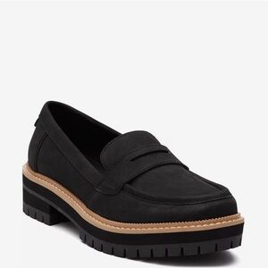 Toms Black Platform Loafers Sz 9
